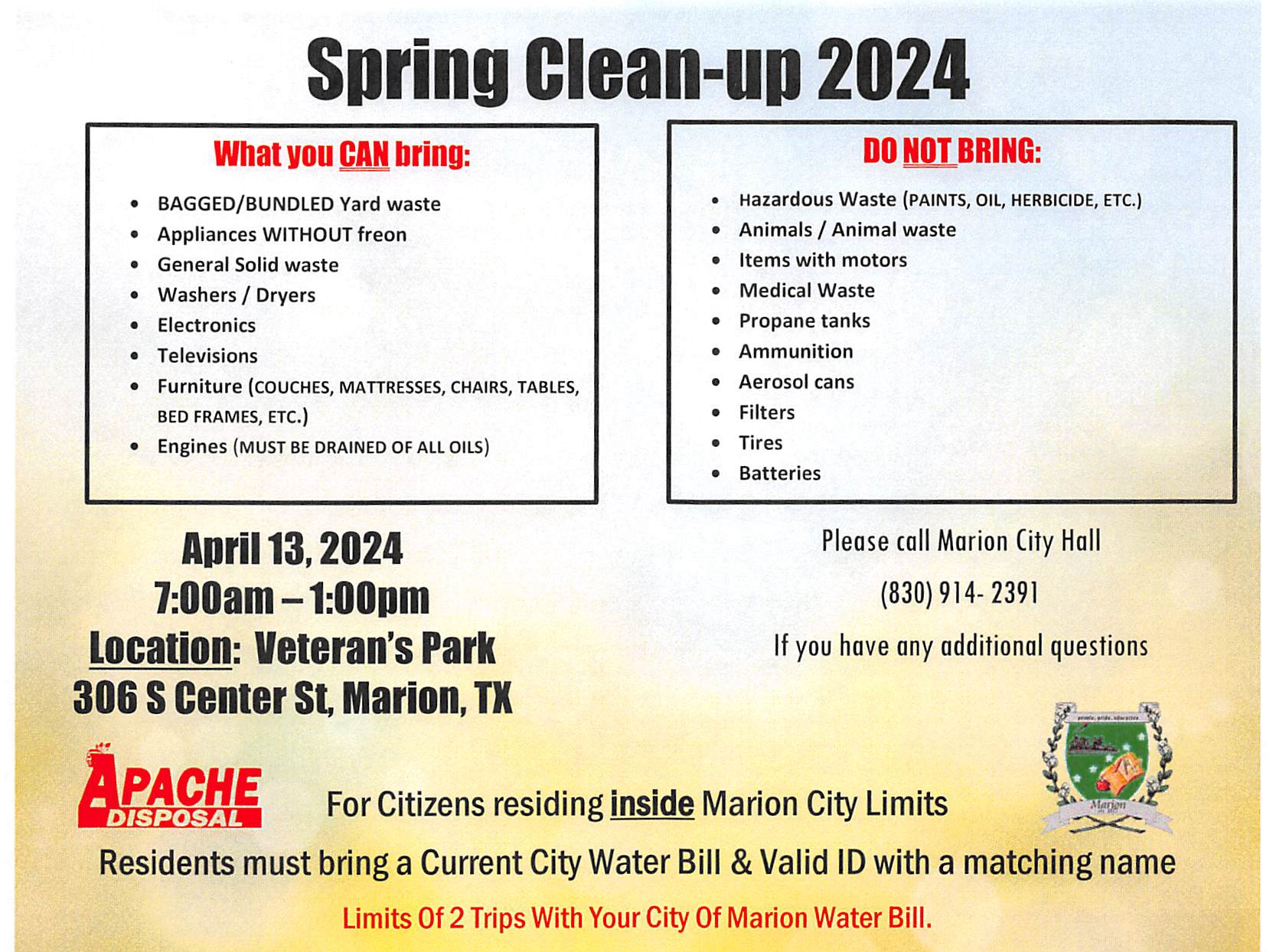 SPRING CLEAN UP 2024 MARION